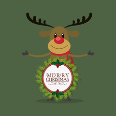 deer with merry christmas related icons image vector illustration design 