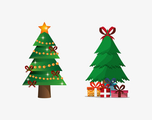 pine tree with merry christmas related icons image vector illustration design 