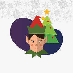elf helper with merry christmas related icons image vector illustration design 