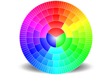 RGB - Concentric colourwheels - 3 to 102 Colours - White background