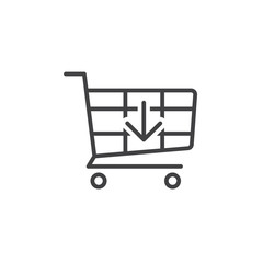 In shopping cart line icon, outline vector logo illustration, linear pictogram isolated on white