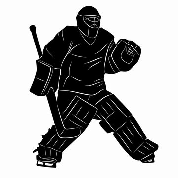 silhouette of a hockey goalie - vector drawing