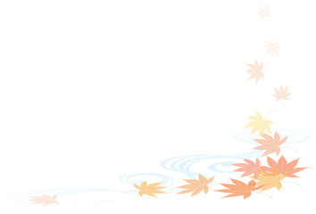 Fototapeta na wymiar 紅葉と流水文様　日本の秋の風景
