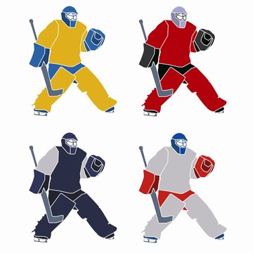 silhouette of a hockey goalie - vector drawing