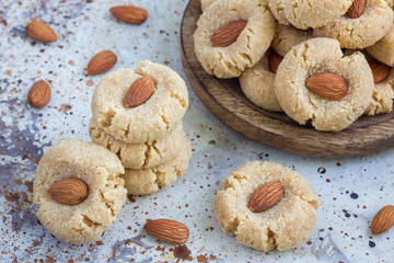 Healthy homemade almond cookies without butter and flour, horizontal