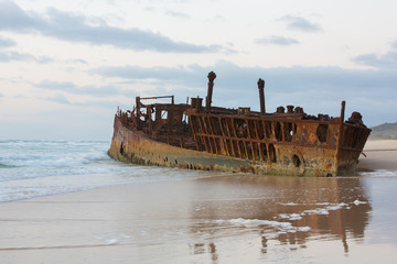 Historic SS Maheno shipwreck, Fraser Island - Australia..