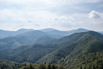 Velka Fatra mountain range panorama from Maly Lysec hill in Slovakia