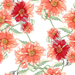 Watercolor flowers, seamless pattern, hand painted