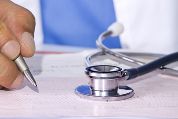 Cardiologist reviewing report