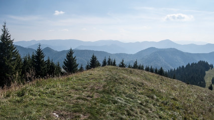 mountain panorama from Lysec hill in Velka Fatra mountains in Slovakia