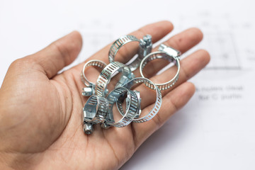 Building equipment and building plan, screw on blueprint draw sk