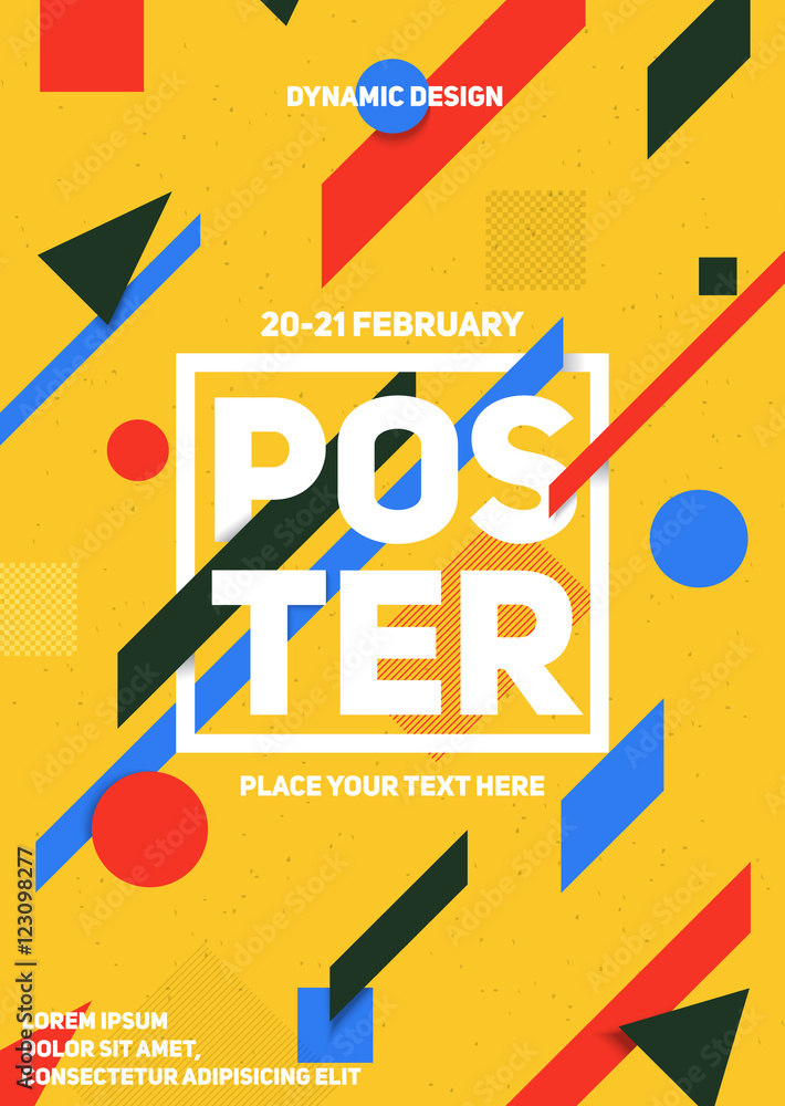 Poster material design poster. dynamic background. eps10 vector template.