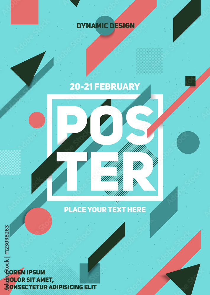Poster material design poster. dynamic background. eps10 vector template.