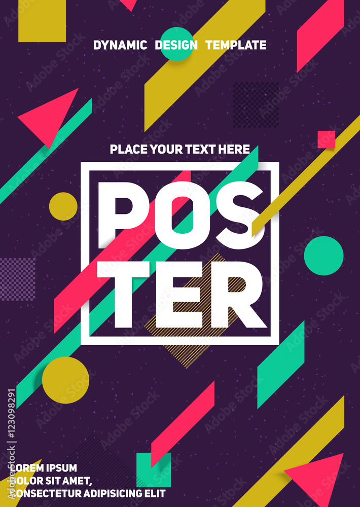 Poster material design poster. dynamic background. eps10 vector template.