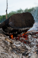 Picture of Heat caused by a Very hot Fire creating air movement effect. Cold image color with hot fire for more color contrast.