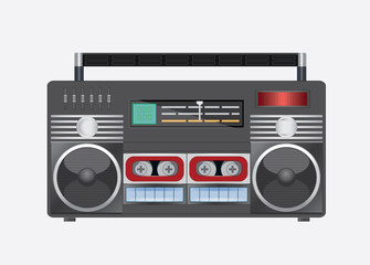  illustration of vintage radio tape recoreder