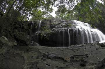 Deep forest waterfall at pang sida waterfall National Park sa kaeo Thailand