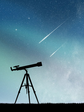 telescope and shooting stars