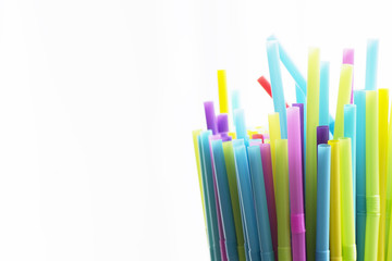 Colorful Straws on Light Background