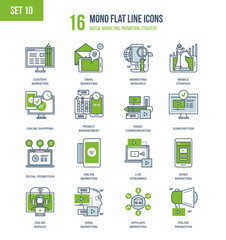 Concept illustration of digital, marketing, promotion, strategy and management.