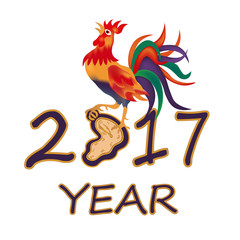 The stylized image. 2017 fire rooster illustration