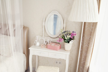 girl's dressing table with mirror and decoration