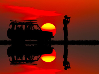 jeep safari at sunset