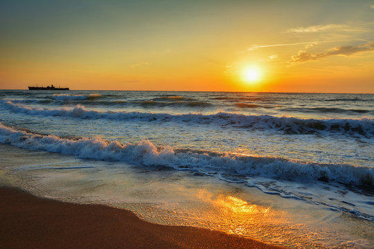 Fototapeta Beautiful sunrise on the Black Sea - Romania