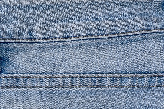 Close Up Blue Denim Jean Texture with Seams