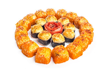 sushi set on white background