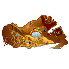 Royal treasures and jewels buried in sand. © Lady-Luck