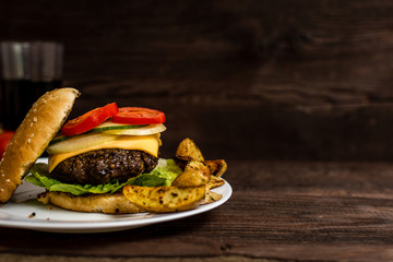 Grilled beef hamburger