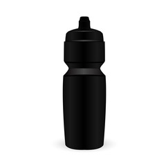 Black color sport bottle isolated vector on the white background