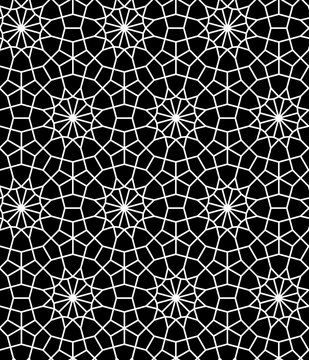 Black and white moroccan tile geometric star seamless pattern, vector