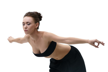 Fototapeta na wymiar Yoga. Girl practising and her eyes closed