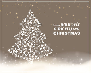 Fototapeta na wymiar Vector Illustration of a Modern Christmas Greeting Card with Abstract Christmas Tree