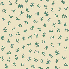 Symbols of Various Currencies Seamless Pattern