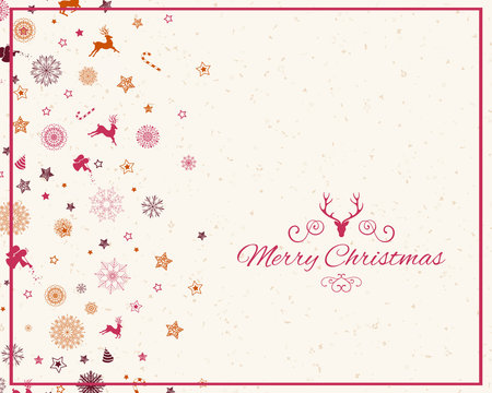 Vector Illustration of a Christmas Greeting Card with Decorative Design Elements
