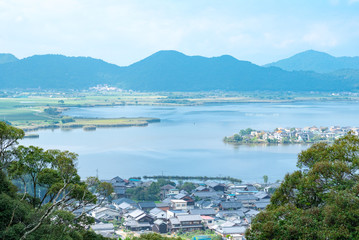 Naklejka premium Krajobraz wokół jeziora Shiga, Nishino