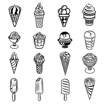 Ice cream icons set. Simple illustration of 16 ice cream vector icons for web