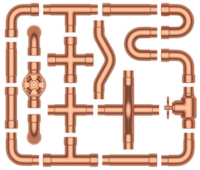 Fototapeta premium Copper pipes set