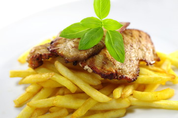 fried meat and chips