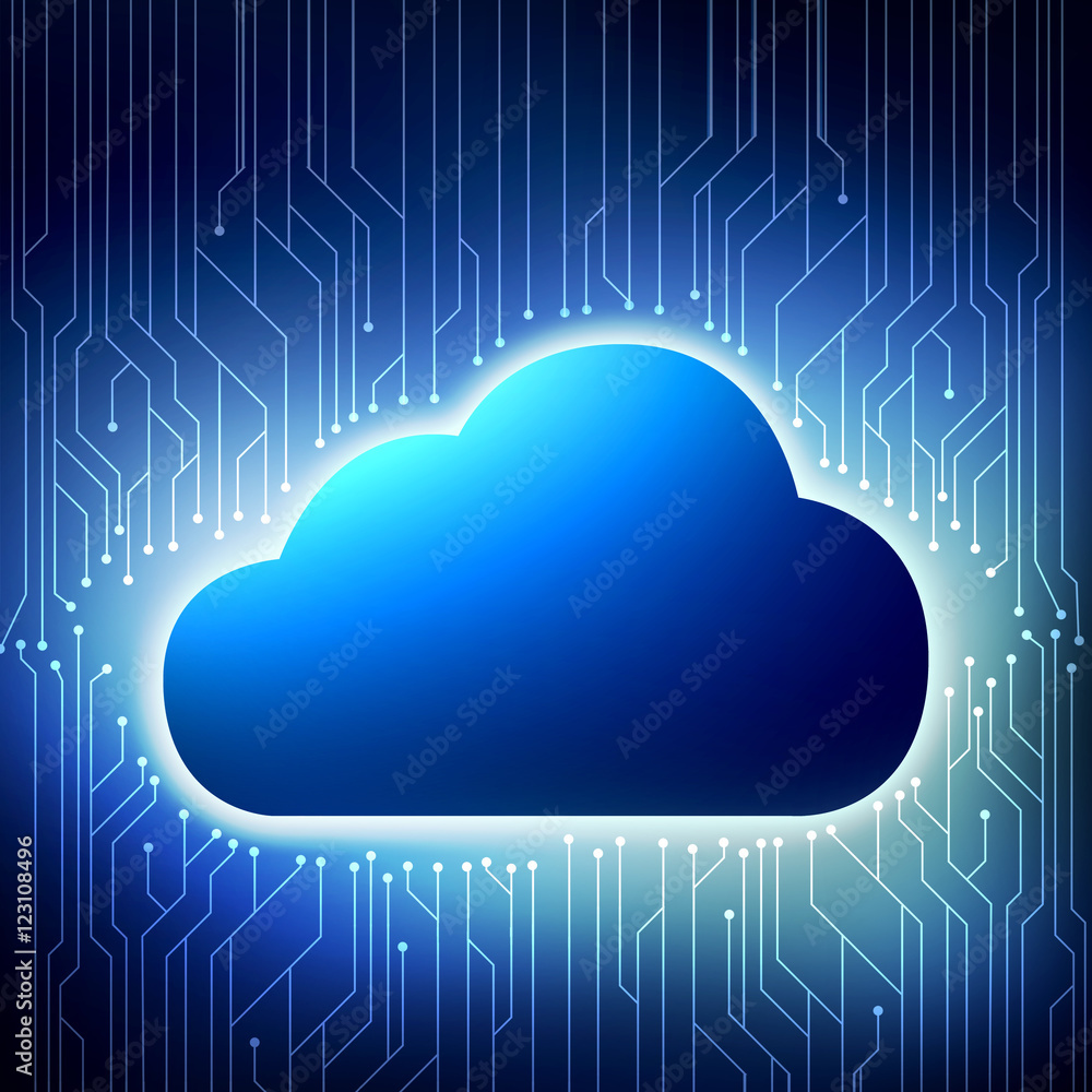 Poster cloud computing system on an abstract background