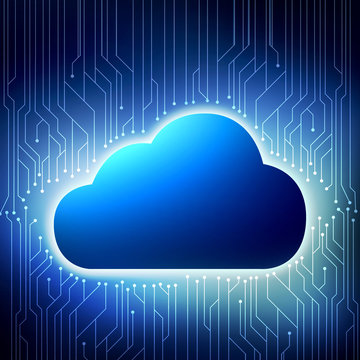 Cloud computing system on an abstract background