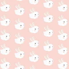 Naklejka premium Seamless pattern with cute white rabbits.