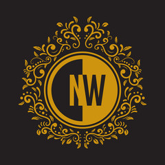 INITIAL CIRCLE HALF vintage elegant luxury