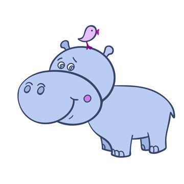 Hippo with a bird-01