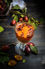 Plum juice and fresh plums