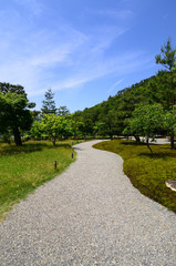 Japanese garden and pathway, Kyoto Japan