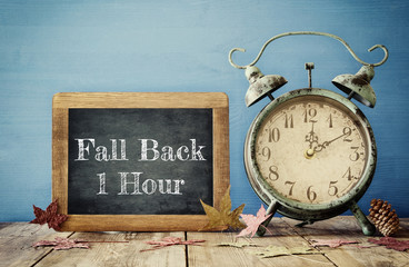 Image of autumn Time Change. Fall back concept